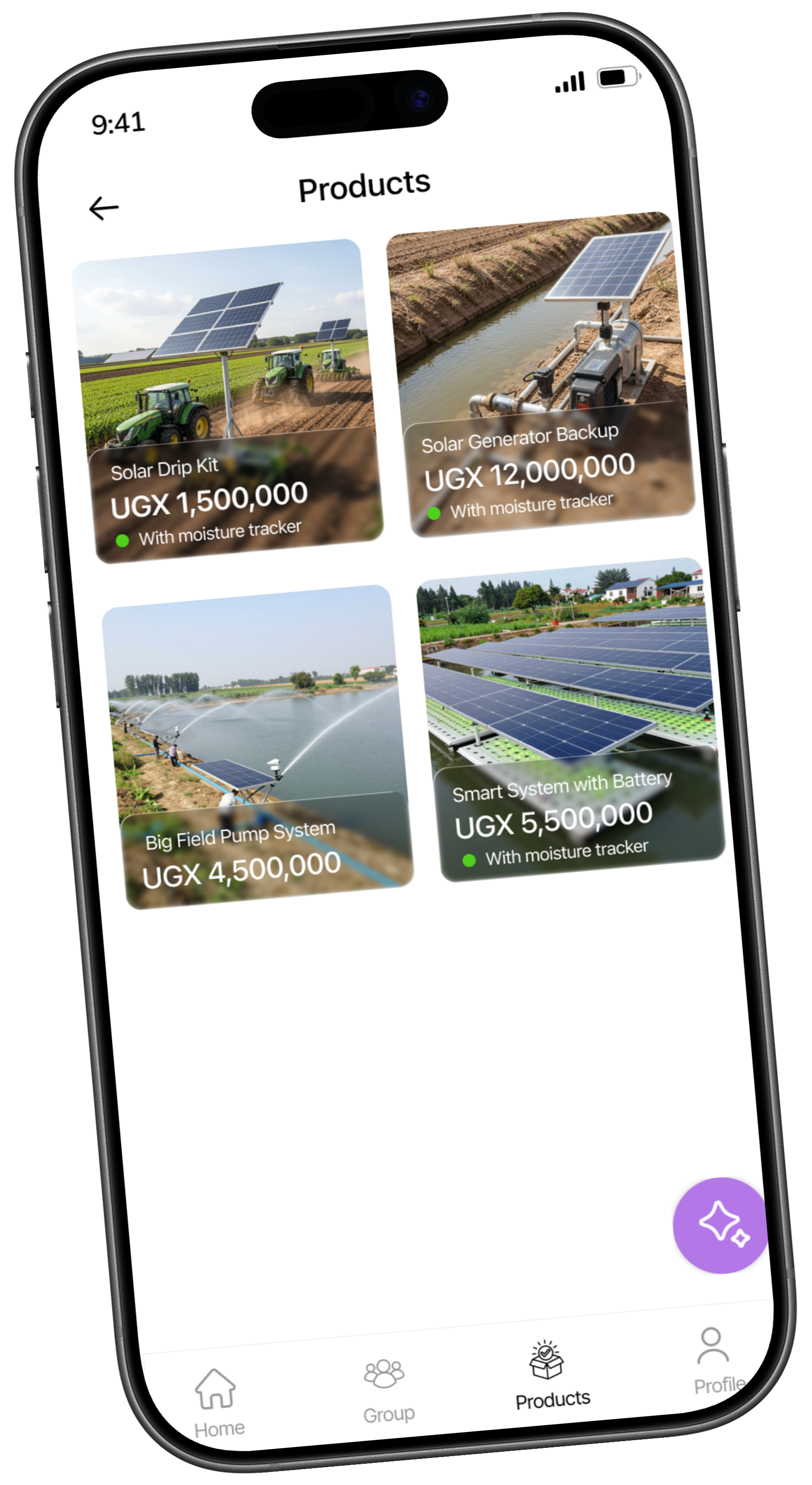 Sandi AI products app screen